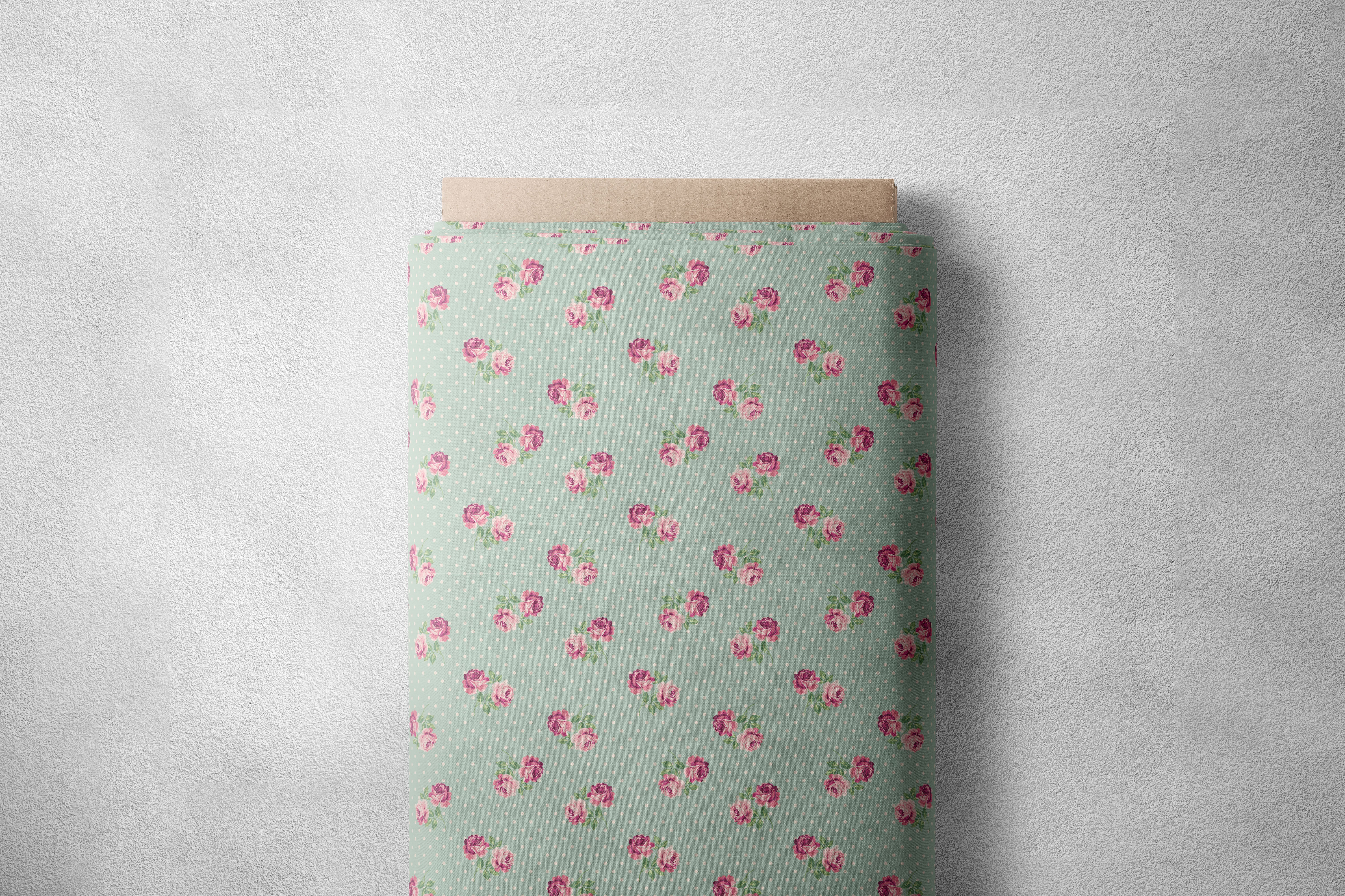Pink Rose Green Leaves Floral Print
